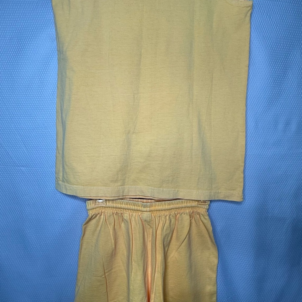 Vintage Fresh Produce Yellow Tank Top and Short Set with Colorful Fish Design - Picture 4 of 12